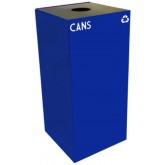 WITT GeoCube Square Recycling Receptacle w/ Round Opening - 32 gallon, Blue